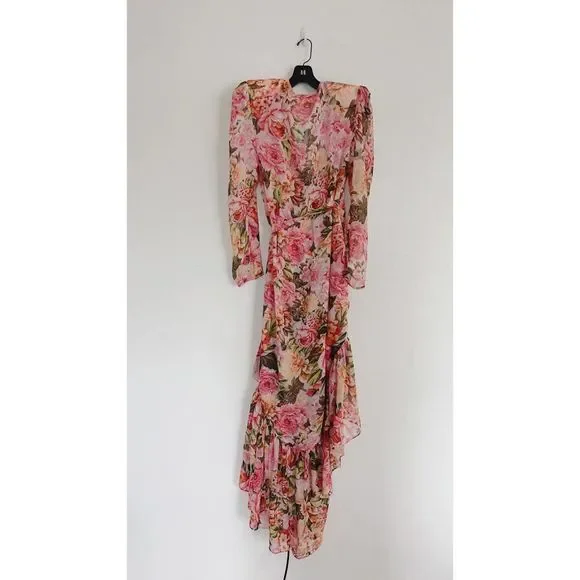 Bronx and Banco Rosa Wrap silk blend Dress in Rose & Multicolor XL(US10) - Picture 10 of 10